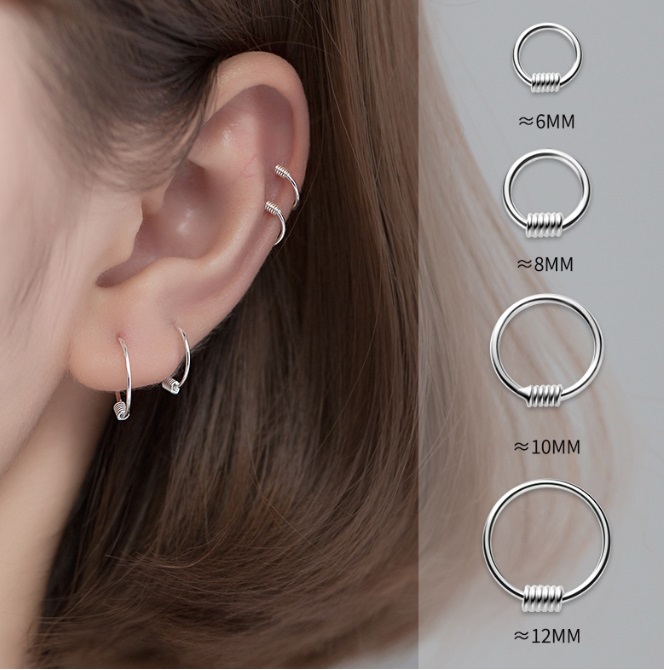 925 Sterling Silver 6~12 mm Plain Hoop Earrings